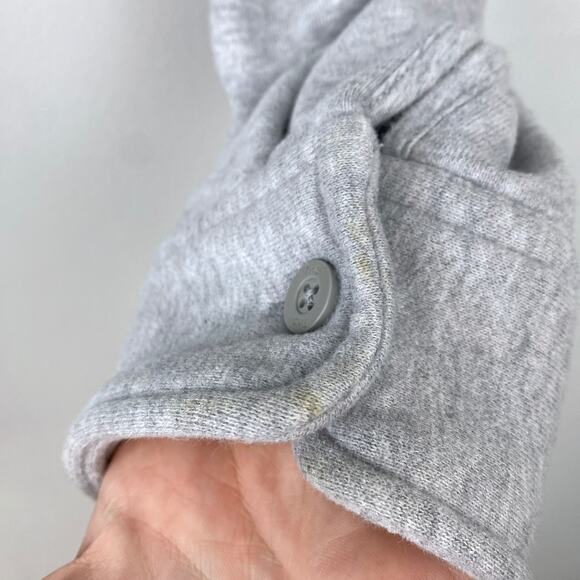 TNA Cozy Fleece‎ Boyfriend Cropped Button Up Heather Gray Shacket Size Medium - Picture 8 of 12